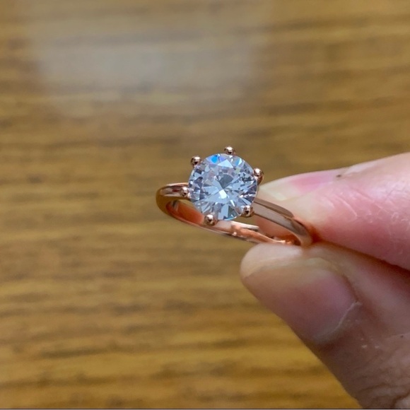 18K Rose Gold Diamond Ring Size 6 - Picture 5 of 13